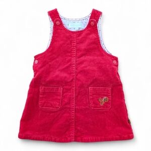 Cadet Rousselle Baby Corduroy Jumper Dress Red 6M Squirrel Pocket Fall Winter